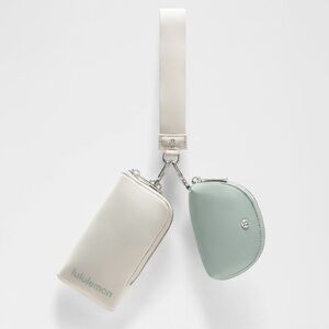 Lululemon Dual Pouch Wristlet White Sage Green Mini Wallet Keychain NWT